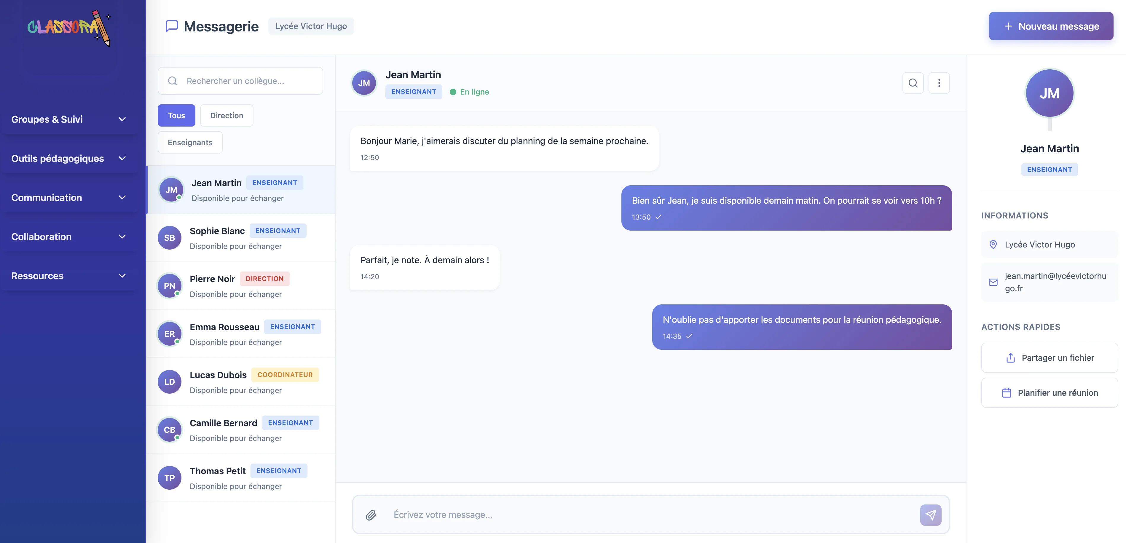 Communication entre enseignants
